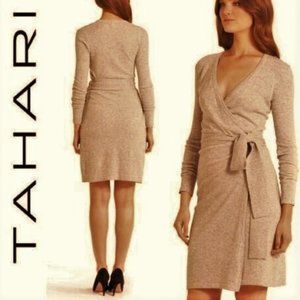 NWT Tahari Beige Cashmere Wrap Dress size M